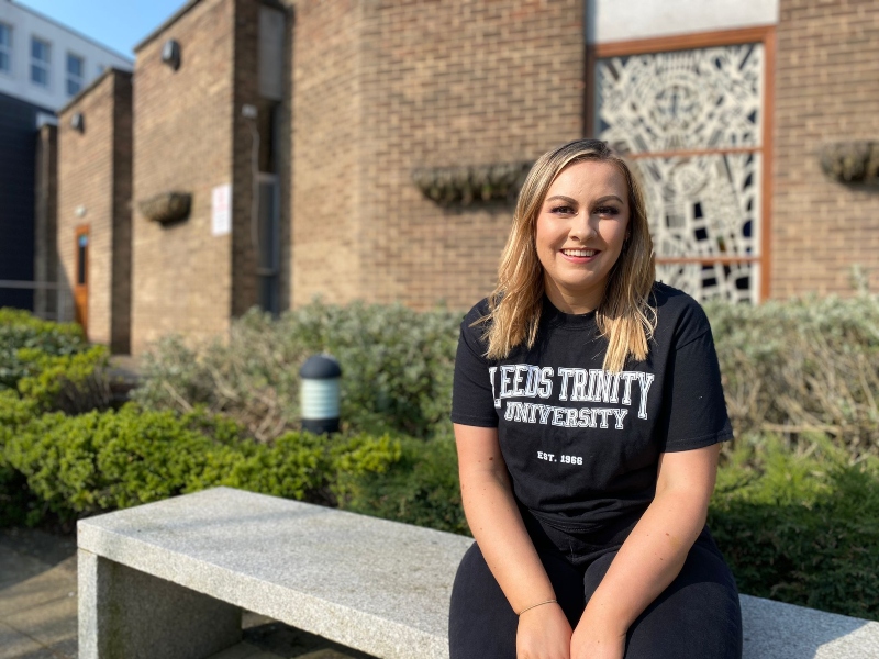 Eilidh Masson-Walker outside chapel.