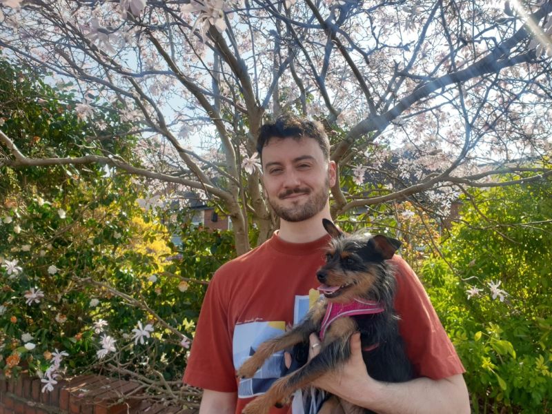 Alex Fenn with dog.