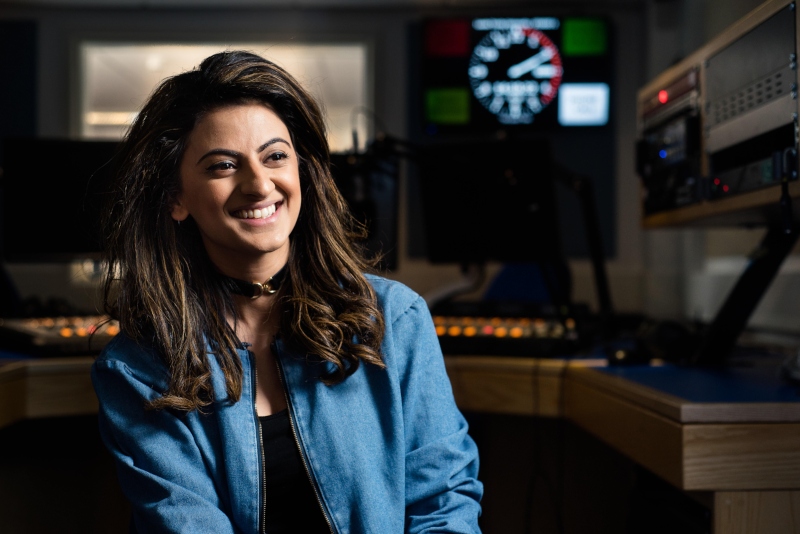 Harpreet Kaur in radio studio.