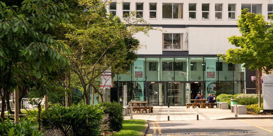 Main entrance to university building.