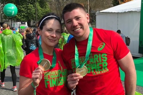 Stephen and Sarah Bannister Paris Marathon finishers.