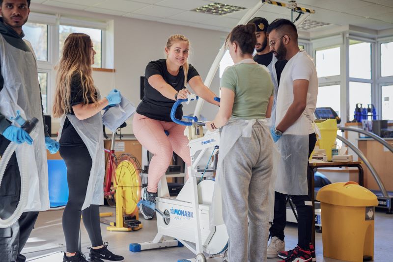 Image of students in the Sports Science lab..