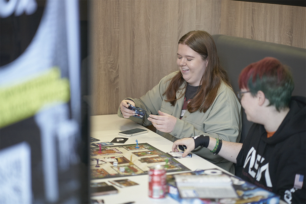 Students playing board games in Students Union.