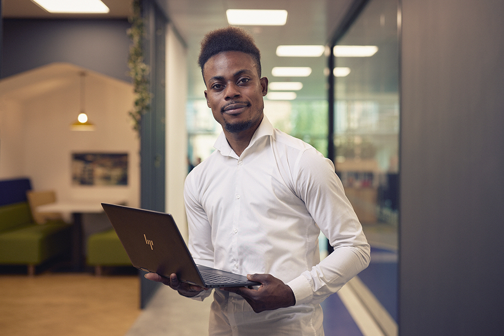 Student on placement in an office.