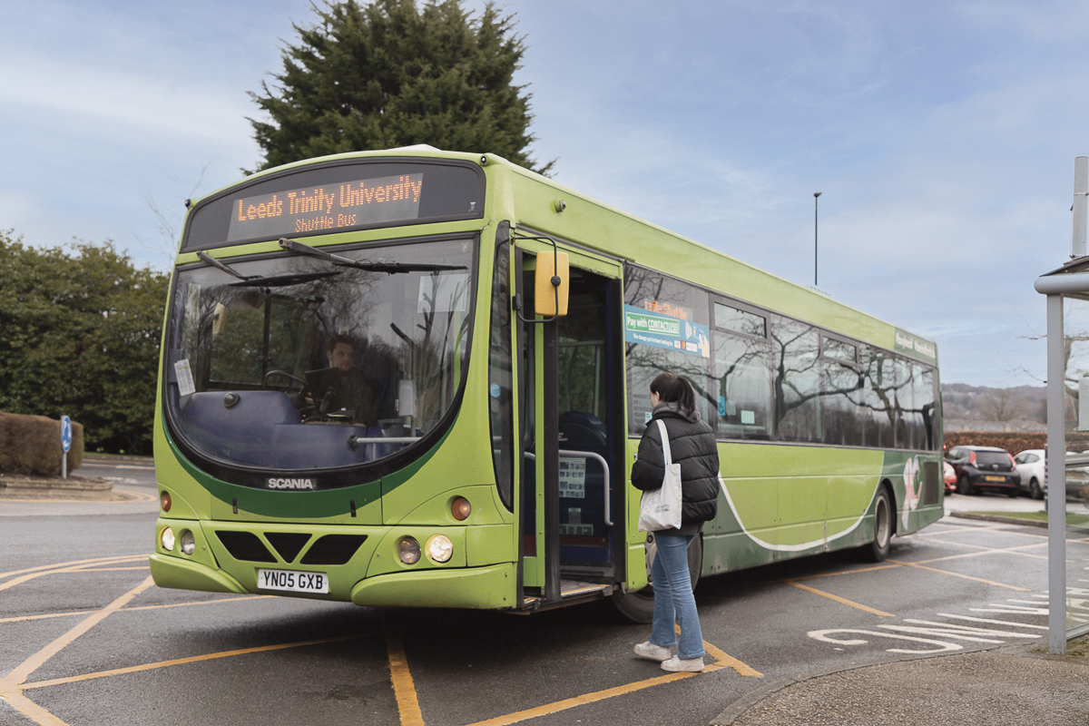 Student boarding the LTU shuttle bus..