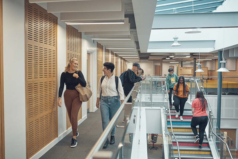 Students walking through AKLC.