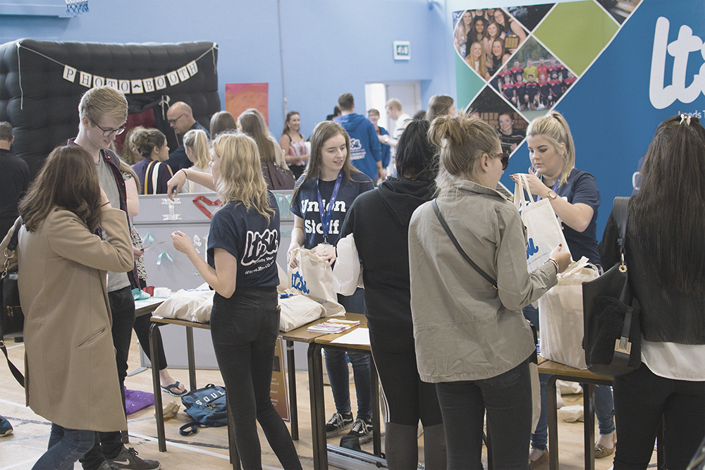 LTSU fair in the sports hall.