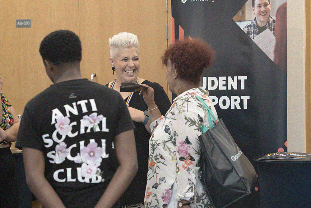 Student support and wellbeing stand at Open Day.